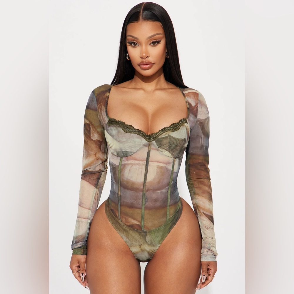 Fashion Nova Multicolor Sheer Bodysuit